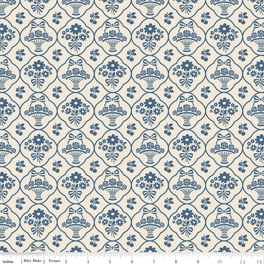 PREORDER Denim Wallpaper Wide Back - Denim and Daisy by Lori Holt - WB18153 Denim