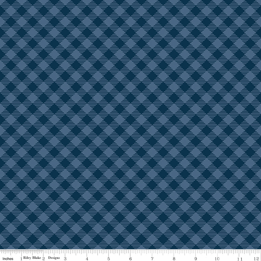 PREORDER Oxford Blue Gingham - Denim and Daisy by Lori Holt - C18132 Oxford Blue