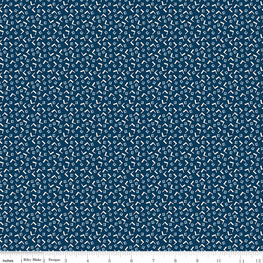 PREORDER Oxford Blue Tiny Squares - Denim and Daisy by Lori Holt - C18138 Oxford Blue