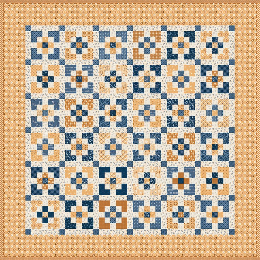 PREORDER Charmed Table Topper or Baby Quilt Kit - Denim & Daisy by Lori Holt - KT-18131